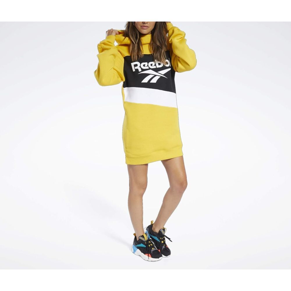 Reebok Women M Hooded Sweatshirt Dress Streetwear Y2K Blokecore Retro Sporty 90s